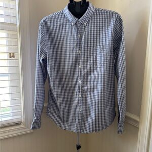 Beverly Hills Polo Club Men's Blue and White Checked Button-Down Shirt